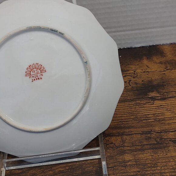 Moriage Embossed Blue Eyed Dragon Handled Nappy Plate RS Japan Porcelain Vintage - Picture 12 of 15